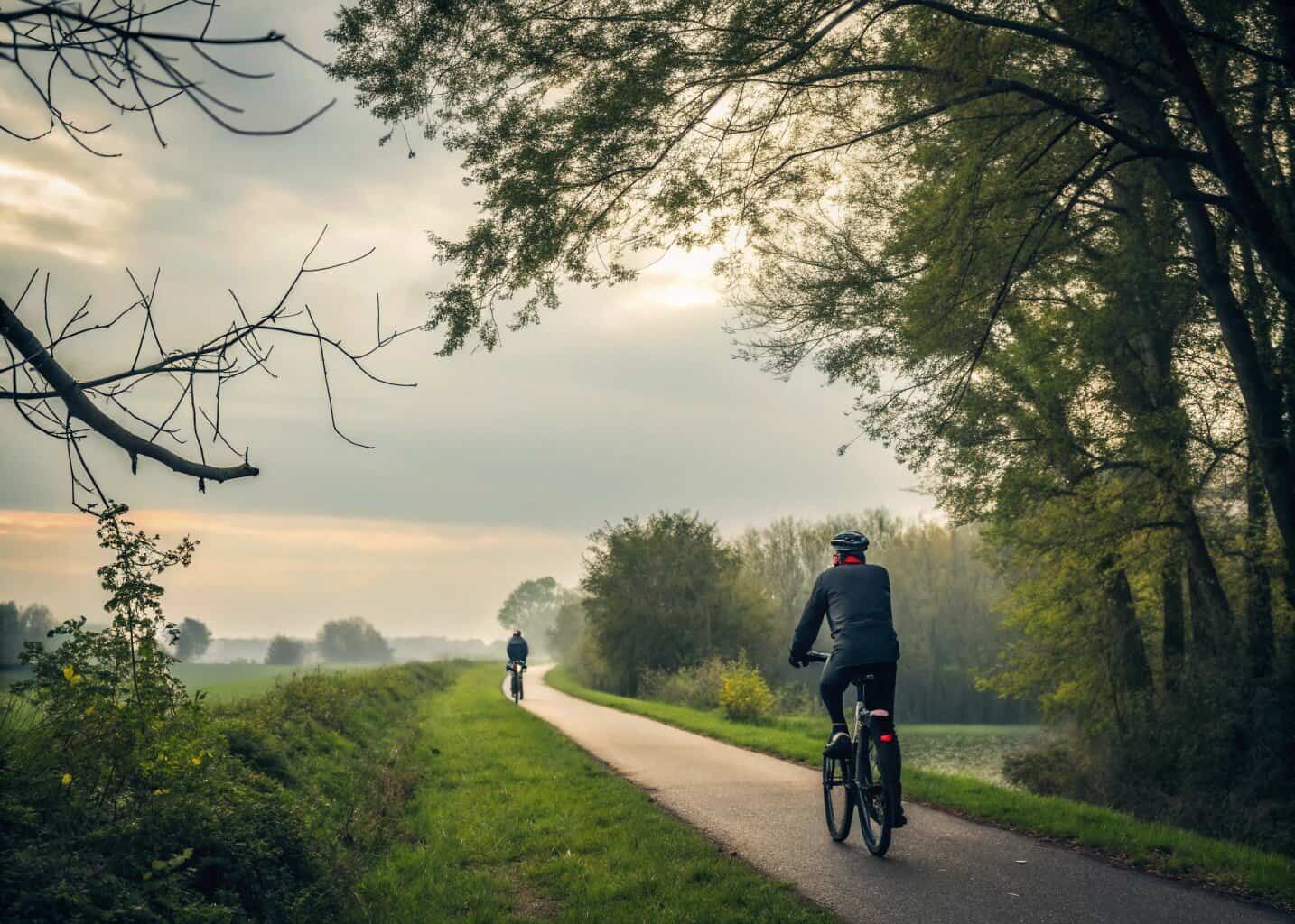 Ciclista decidiendo entre entrenar en bicicleta solo o acompañado en grupo