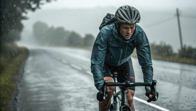 ciclista con lluvia