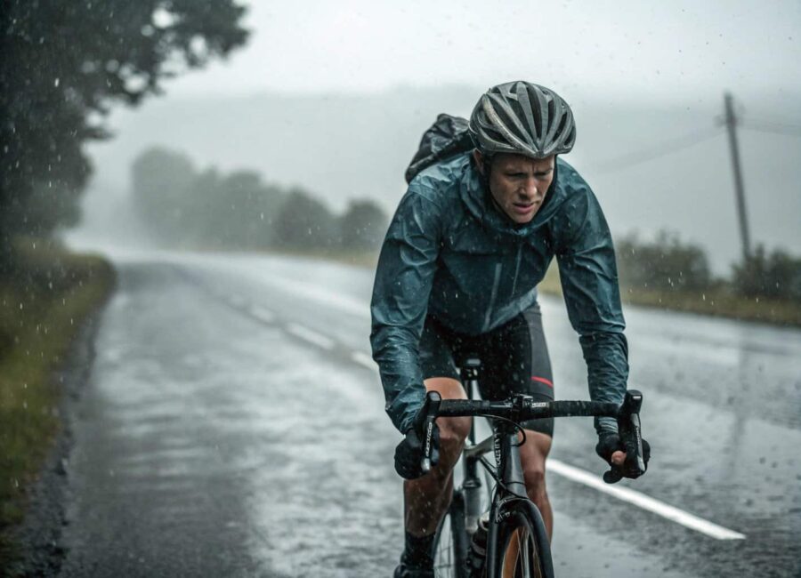 ciclista con lluvia