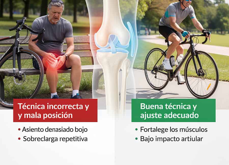 ¿Montar en bicicleta es perjudicial para las rodillas del ciclista?