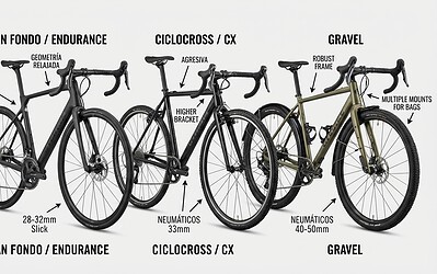 Diferencias entre bicicletas de gran fondo, ciclocross y gravel