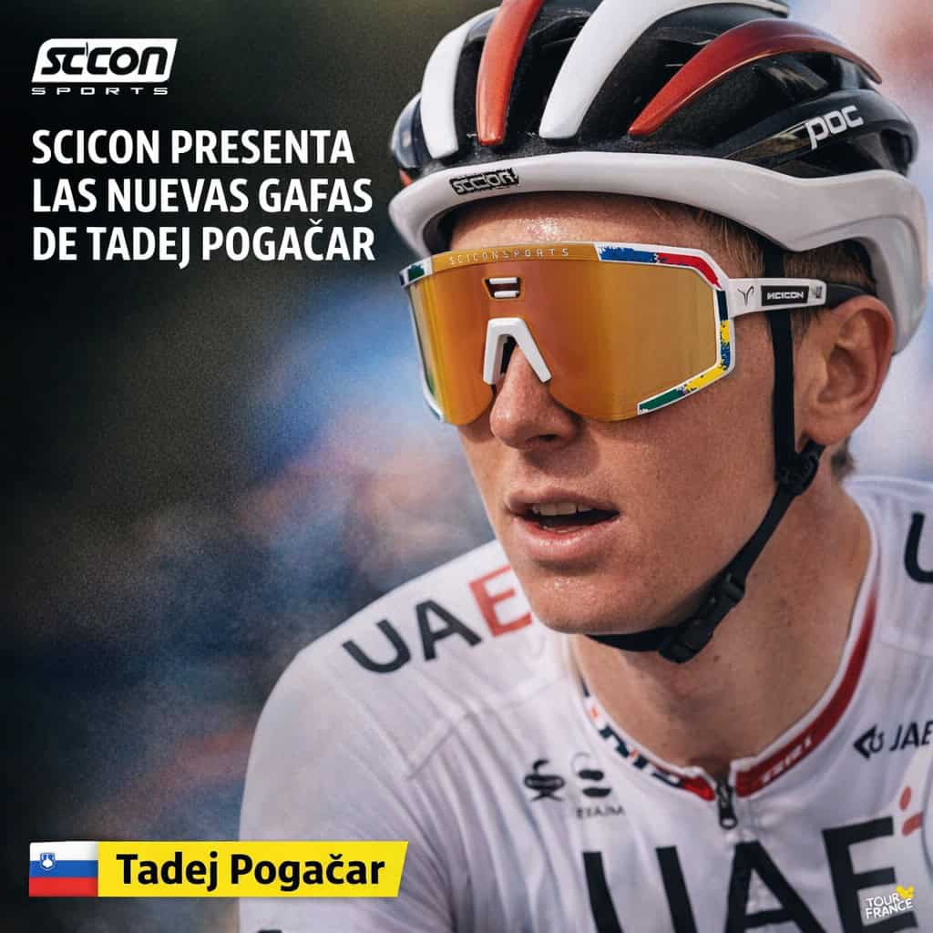 Scicon presenta las nuevas gafas de Tadej Pogacar