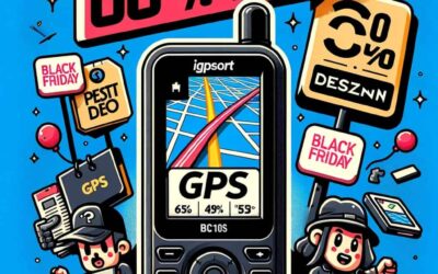 DALL·E 2023 11 23 22.27.27 A cartoon style illustration for an article about Black Friday sales on the IGPSORT BSC100S GPS. The image features a large eye catching 67 Descuen