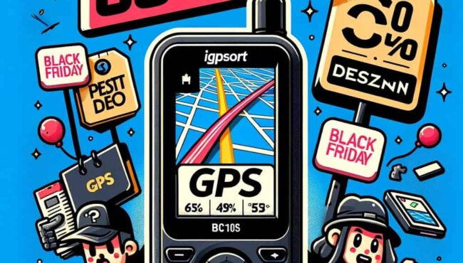 DALL·E 2023 11 23 22.27.27 A cartoon style illustration for an article about Black Friday sales on the IGPSORT BSC100S GPS. The image features a large eye catching 67 Descuen