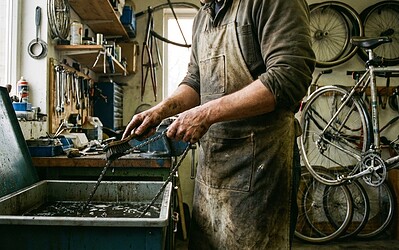 desengrasar la cadena en la bicicleta