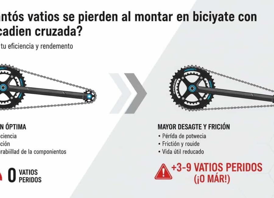 Cuántos vatios se pierden al montar en bicicleta con una cadena cruzada