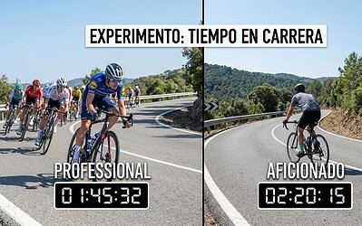 Experimento cuánto tiempo puede sacar un ciclista profesional a un aficionado en carrera