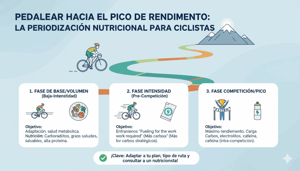Pedalear hacia el pico de rendimiento: La periodización nutricional para ciclistas