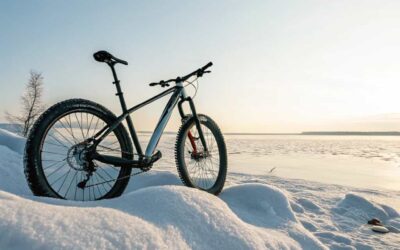bicicleta de monta a encima de la nieve