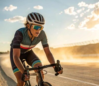 ciclista entrenando con mucho calor