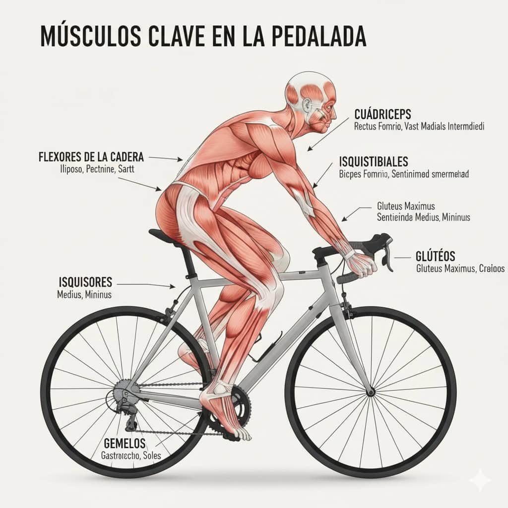 Cuáles son los músculos más importantes que intervienen en la pedalada