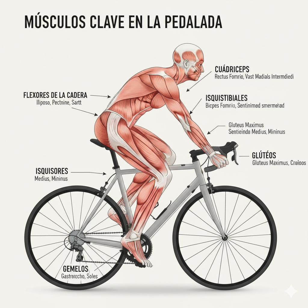 Cuáles son los músculos más importantes que intervienen en la pedalada