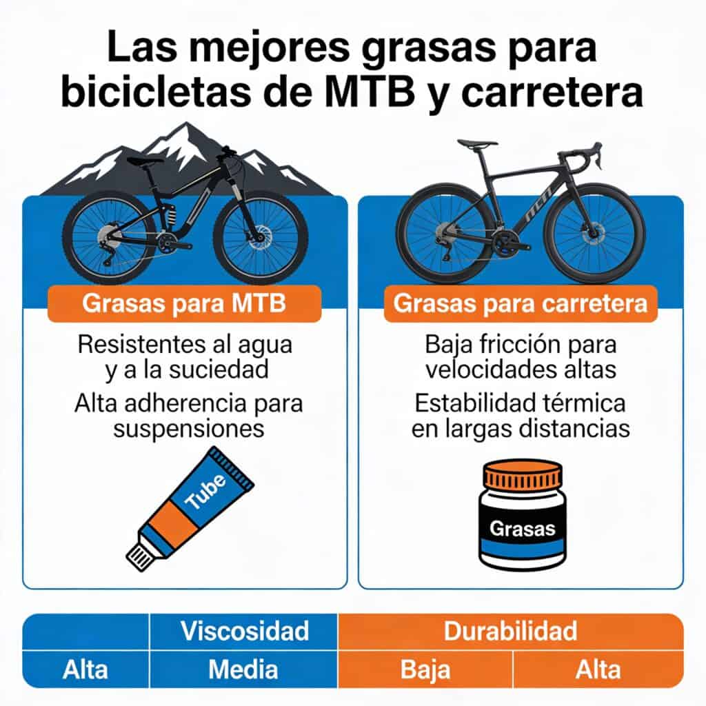Las mejores grasas para bicicletas de MTB y carretera