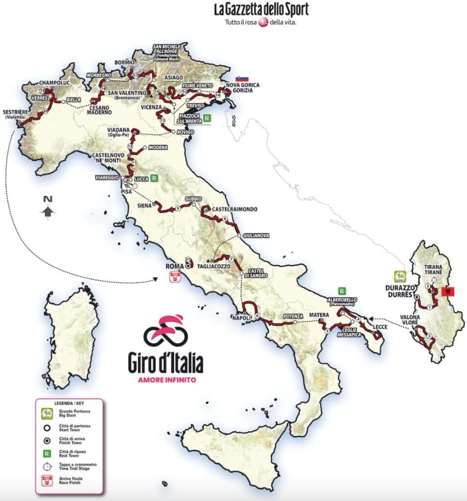 Recorrido del Giro de Italia 2025