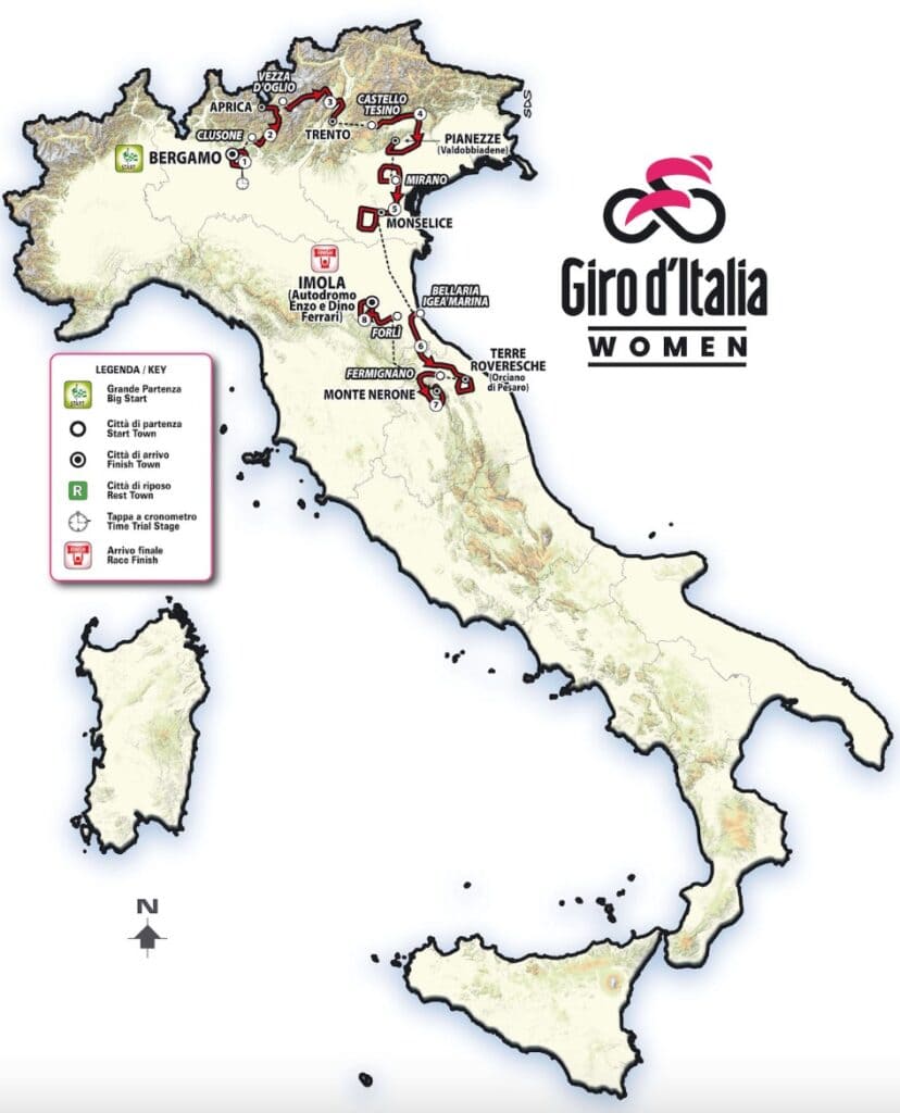 Recorrido Giro de Italia mujeres 2025