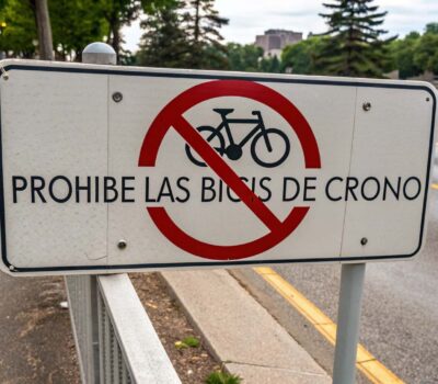 cartel canada prohibe las bicis de crono