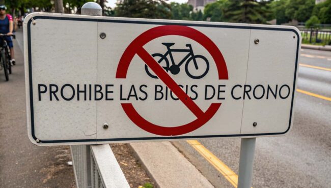 cartel canada prohibe las bicis de crono