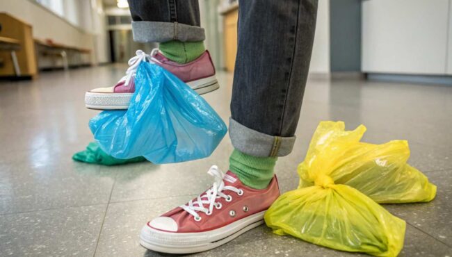 poner bolsas de plastico en los pies