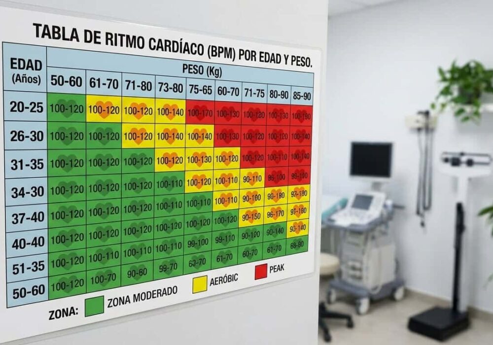 Tabla de Ritmo Cardíaco por Edad y Peso