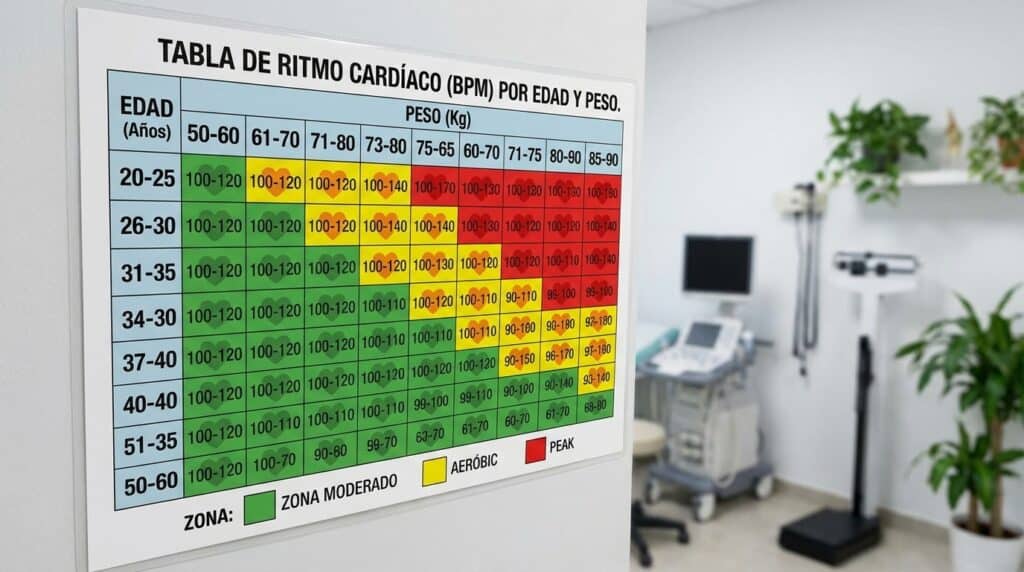 Tabla de Ritmo Cardíaco por Edad y Peso