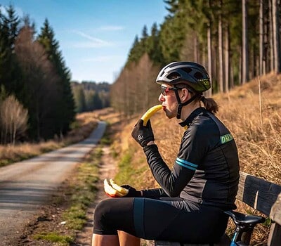 ciclista comiendo