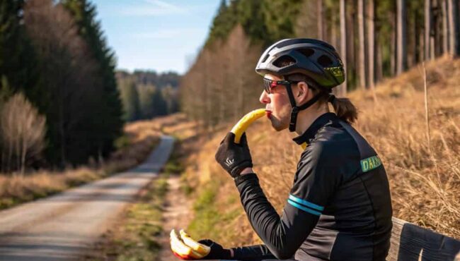 ciclista comiendo