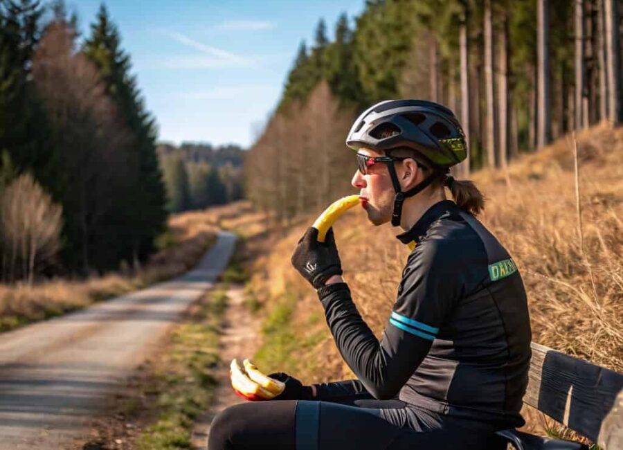 ciclista comiendo