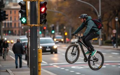 ciclista saltadose un semaforo