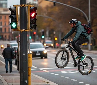 ciclista saltadose un semaforo