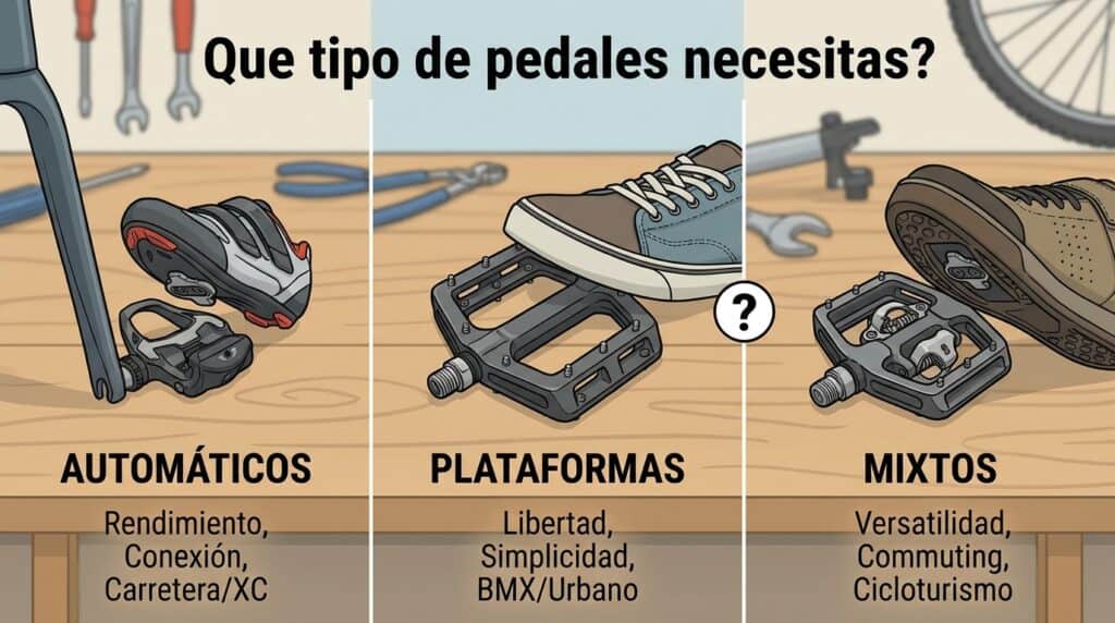 Que tipo de pedales necesitas ¿Automáticos, plataformas o mixtos?