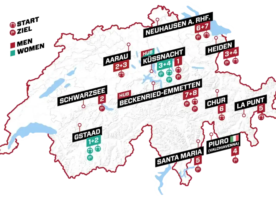 Giro di Svizzera 2025 Tappe