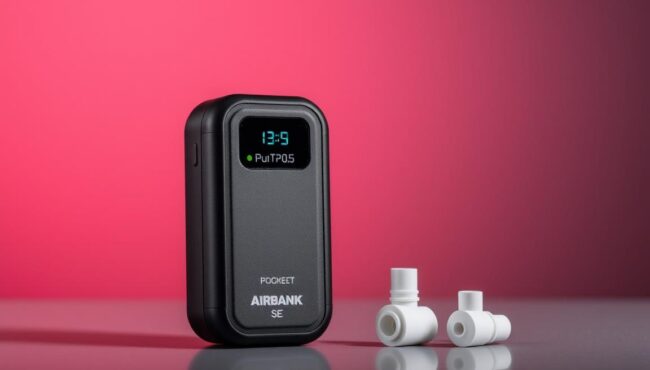 AIRBANK Mini Bomba POCKET SE con sus accesorios y pantalla digital