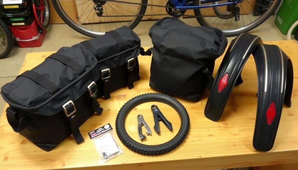 Accesorios funcionales para bicicleta como alforjas y herramientas Accesorios funcionales para bicicleta como alforjas y herramientas