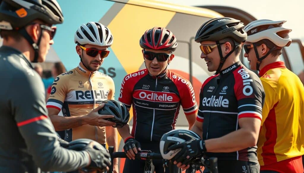 Ciclistas profesionales opinando sobre los mejores cascos del Giro de Italia 2025