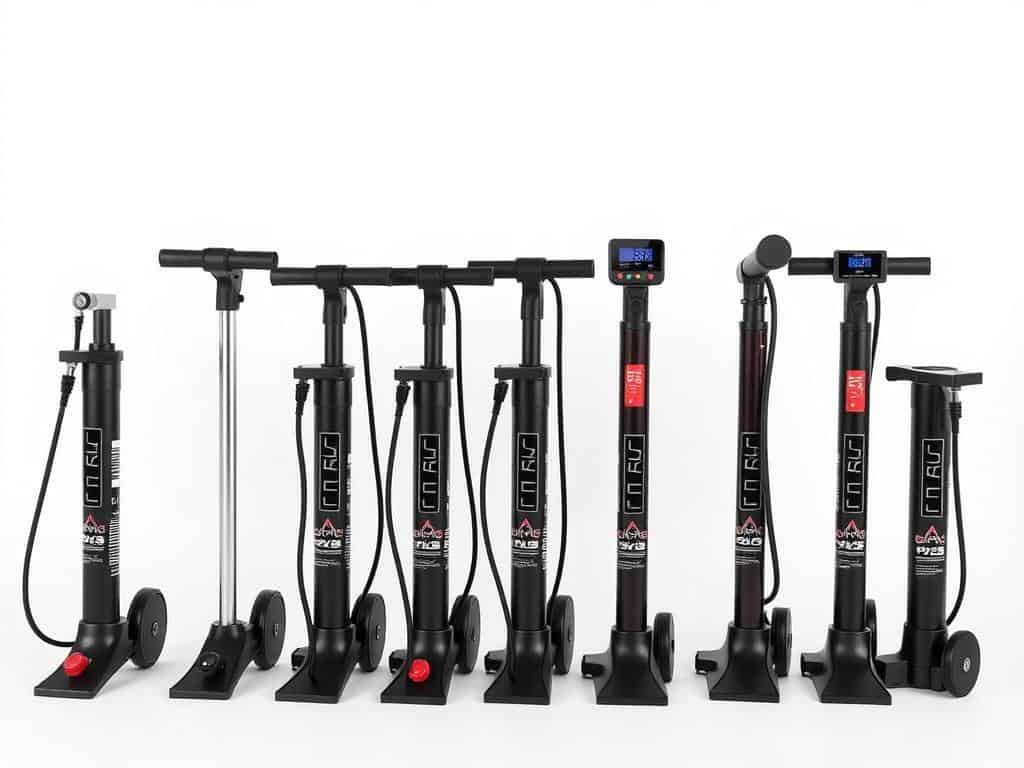 Colección de las 7 mejores mini bombas eléctricas para bicicleta de 2025 dispuestas en fila