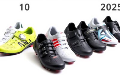 Coleccion de las mejores zapatillas de ciclismo de carretera 2025 dispuestas en fila mostrando