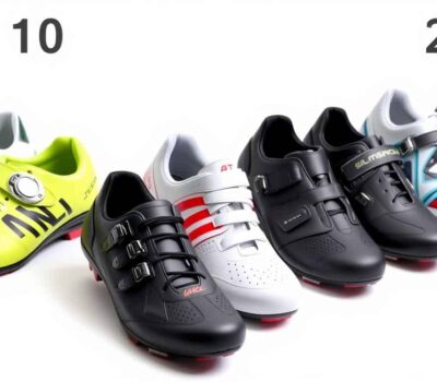 Coleccion de las mejores zapatillas de ciclismo de carretera 2025 dispuestas en fila mostrando