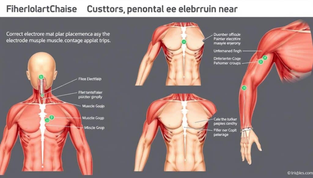 Colocación correcta de electrodos del Electroestimulador COMPEX en diferentes grupos musculares