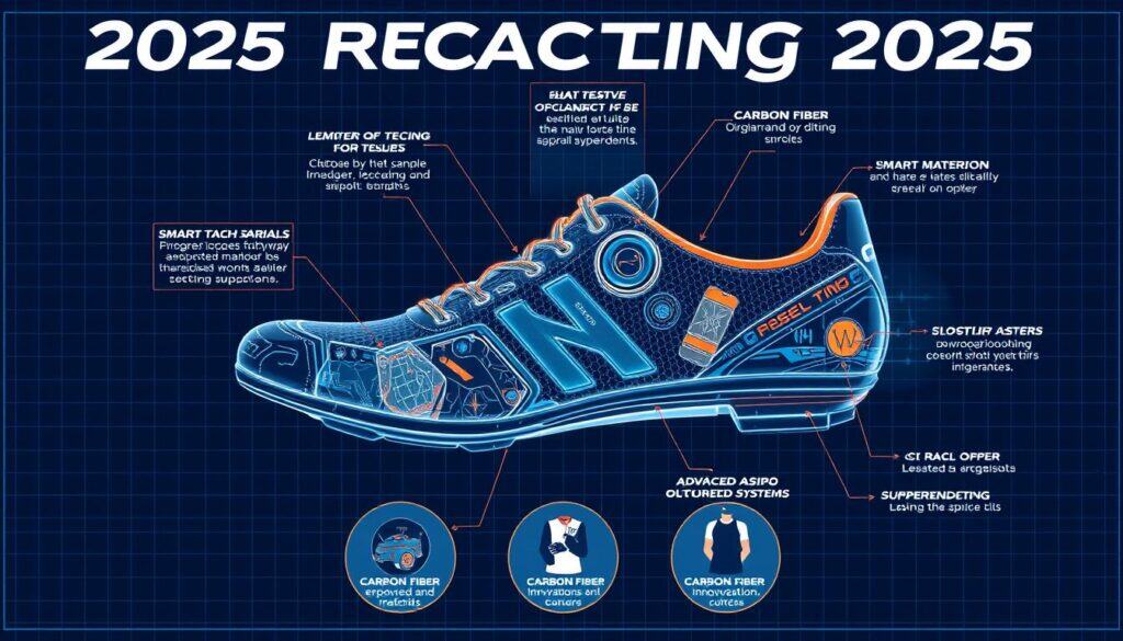 Ilustración de las innovaciones tecnológicas en zapatillas de ciclismo para 2025 mostrando nuevos materiales y sistemas Ilustración de las innovaciones tecnológicas en zapatillas de ciclismo para 2025 mostrando nuevos materiales y sistemas