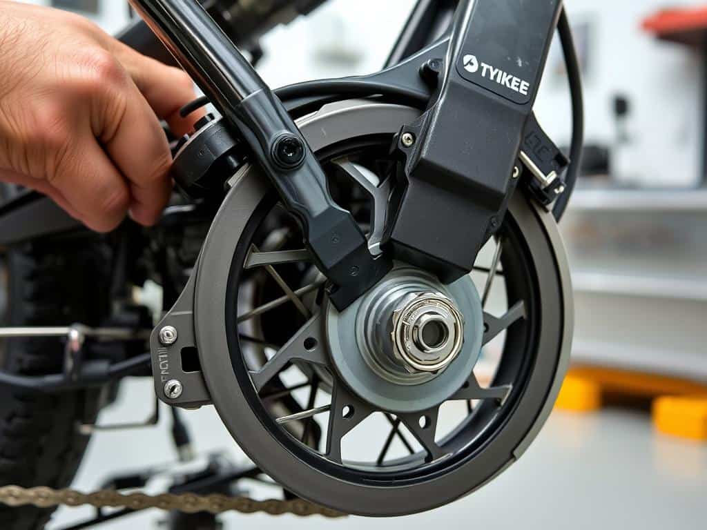 Motor de bicicleta eléctrica durante su mantenimiento