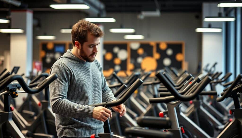 Persona eligiendo una bicicleta de spinning según sus objetivos de entrenamiento