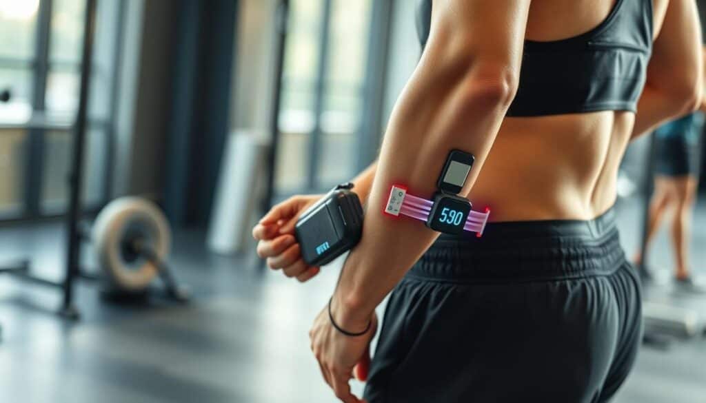 Persona utilizando un Electroestimulador COMPEX durante su rutina de entrenamiento
