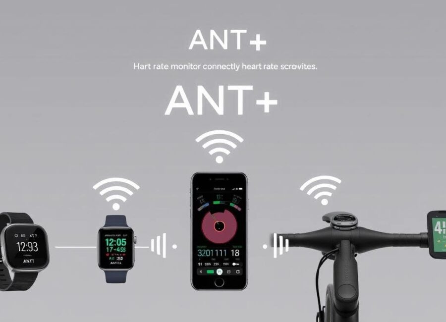 Tecnologia ANT en un pulsometro conectado a diferentes dispositivos deportivos