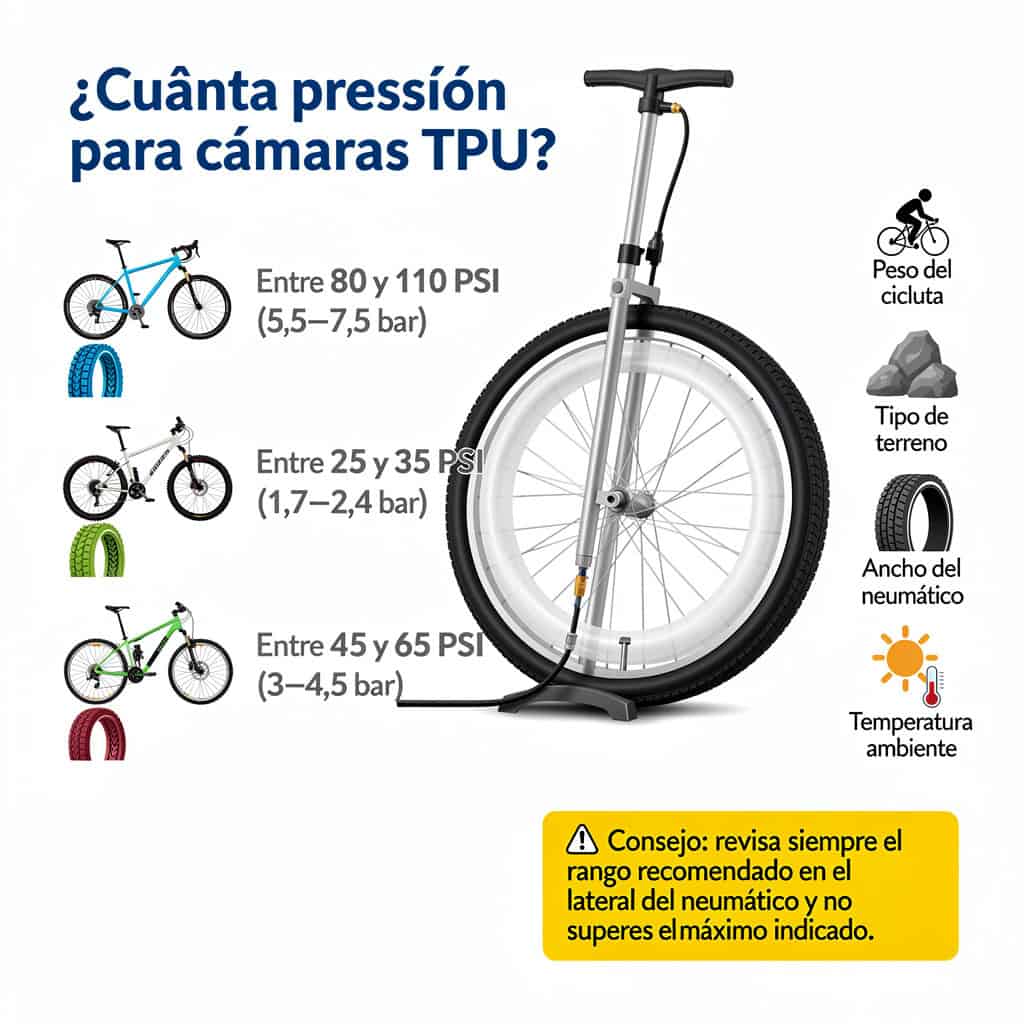 Cuánta presión se debe meter a las cámaras de TPU