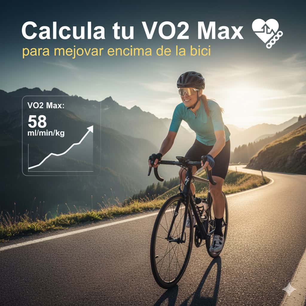 Calcule tu VO2 Max para ciclismo, prueba de esfuerzo, rendimiento ciclista, entrenamiento, salud y condición física.