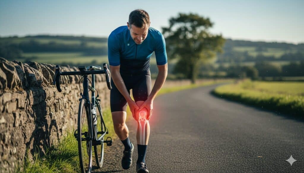 Dolores y lesiones de rodillas en ciclistas