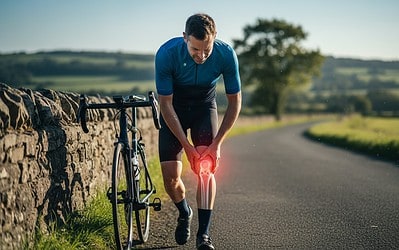 Dolores y lesiones de rodillas en ciclistas