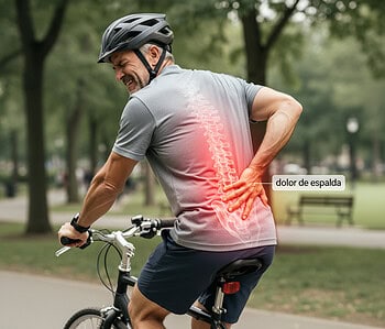 Dolor de espalda encima de la bici