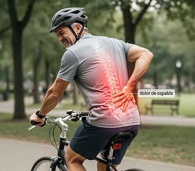 Dolor de espalda encima de la bici