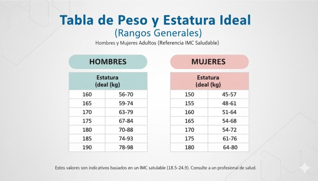 La mejor tabla de peso y estatura ideal para hombres y mujeres